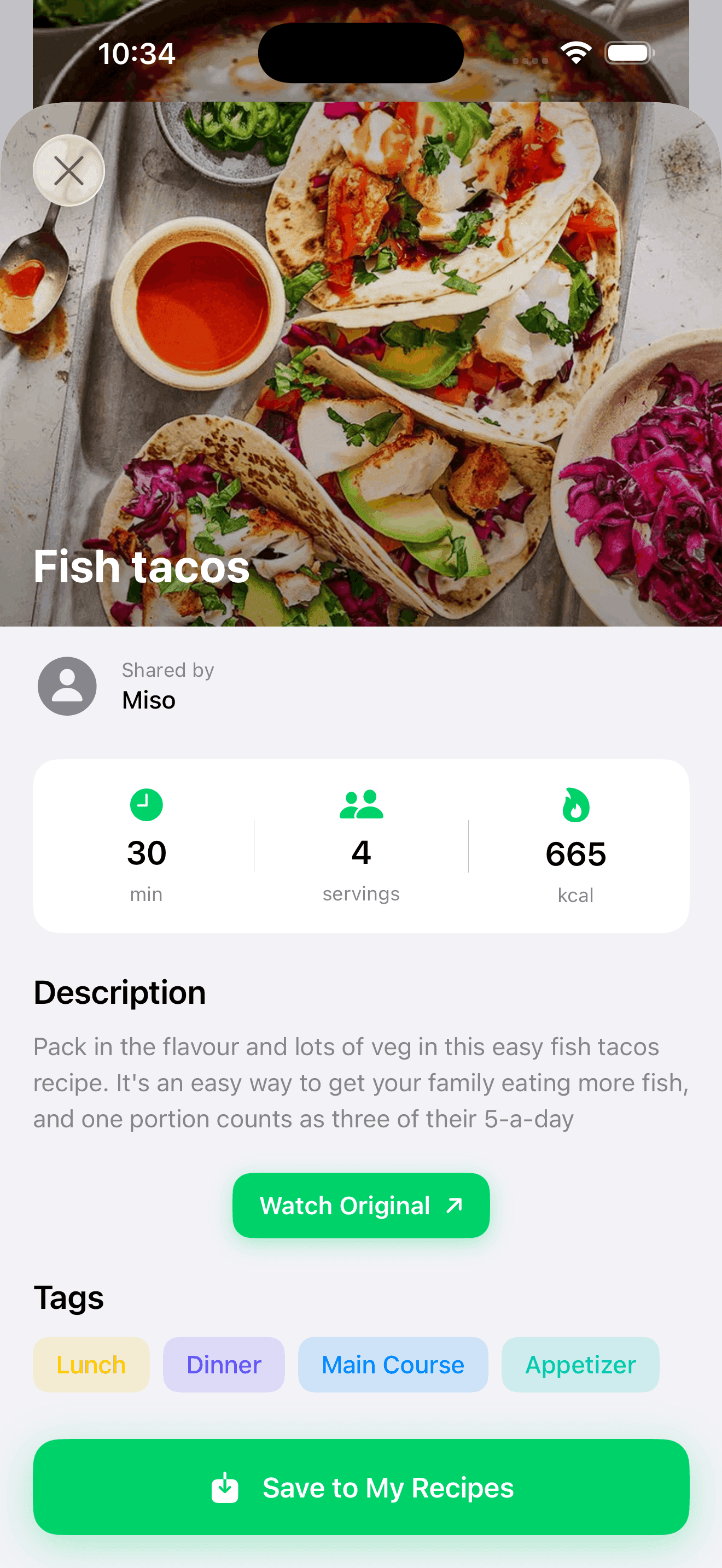 Recipe detail screenshot