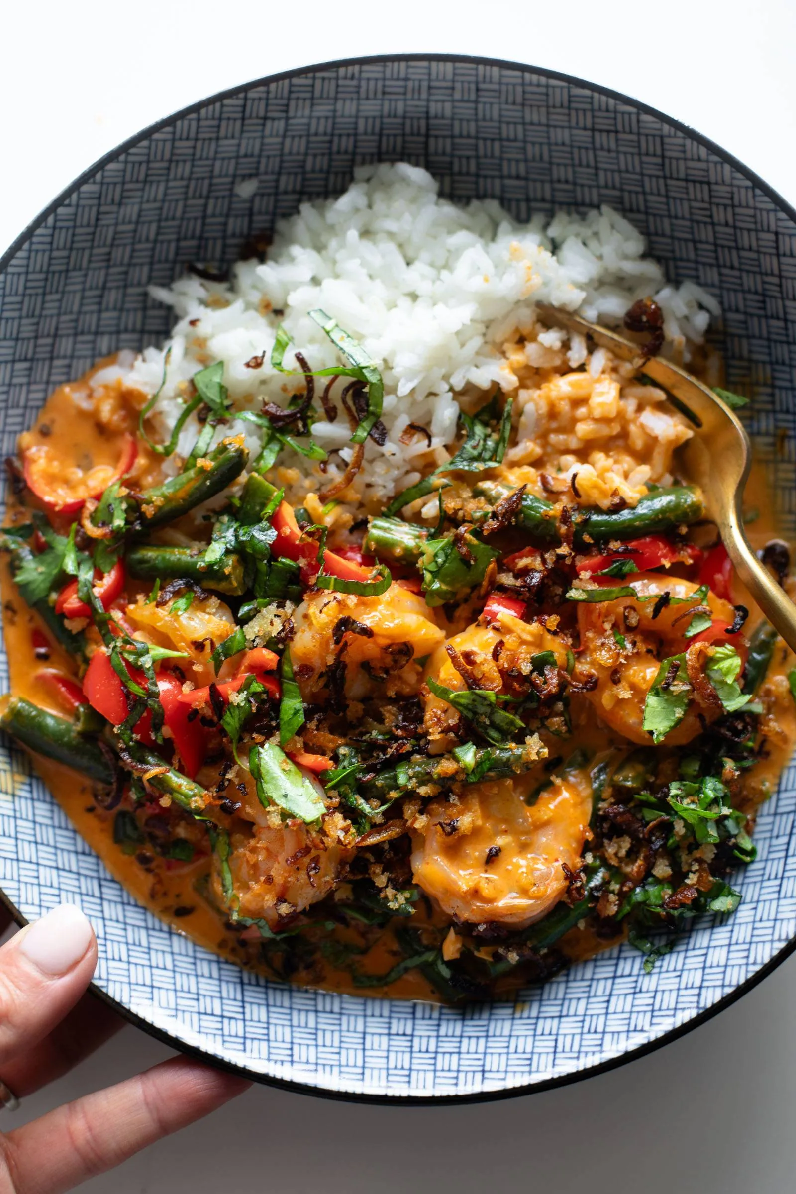 Thai Shrimp Curry with Yummy Shallot Crispies