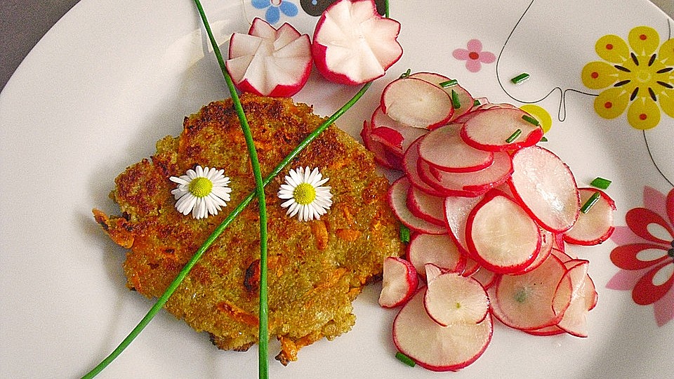 Grünkernbratling mit Möhren