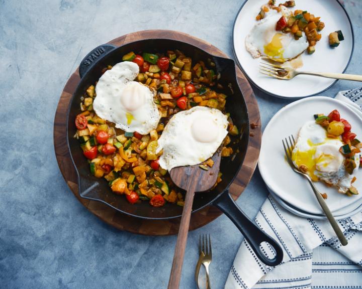 Hash de verduras para el desayuno