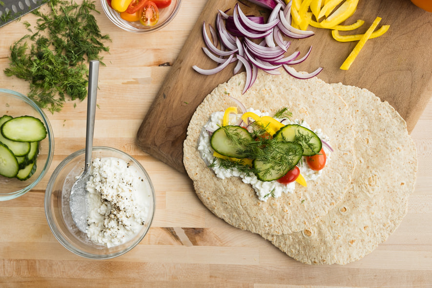 Wrap de requesón y verduras